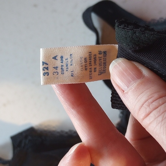 Dacron Goddess 88 Black Floral Lace Padded Bra. 34A. Nylon & Spandex - Picture 6 of 6